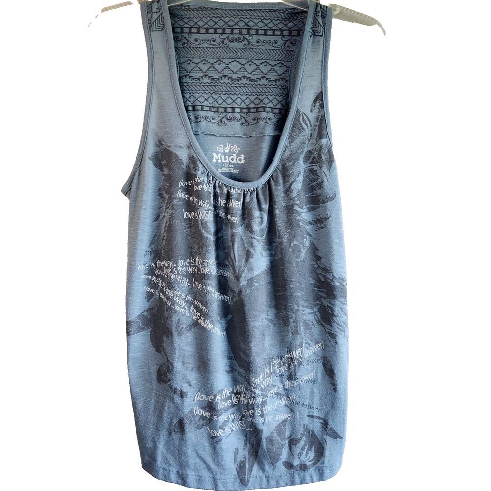 Mudd Women's L Teal Sleeveless Polyester Rayon Tank Top Size Large